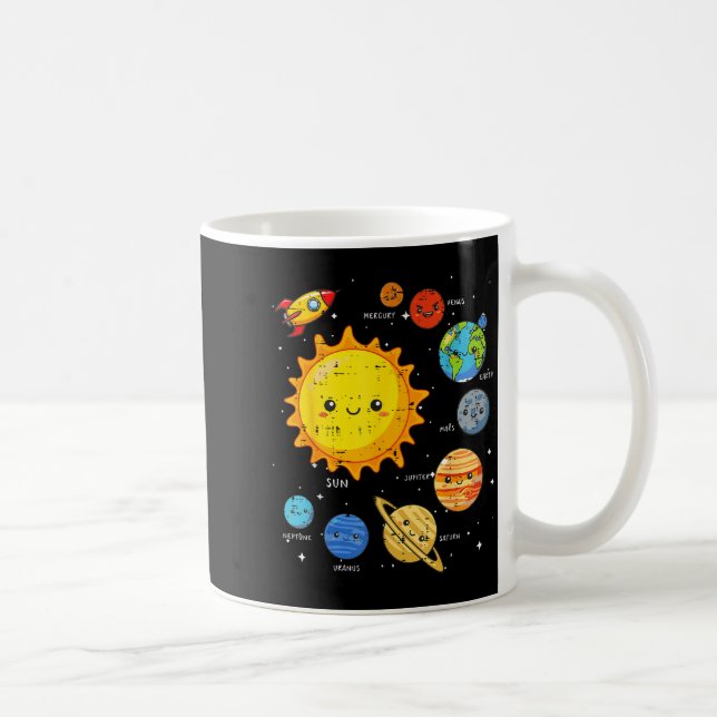 Taza De Café Solar System Sun Planets Rocket Space Galaxy Kids  (Derecha)