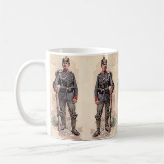 Taza De Café Soldado del Imperio Alemán Prusiano con Uniforme