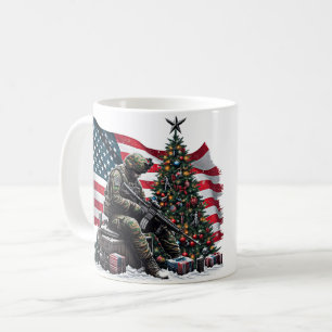 Taza De Café Soldado norteamericano Bandera Estadounidense Arte