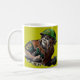 Taza De Café Soldado perro bulldog de la Segunda Guerra Mundial