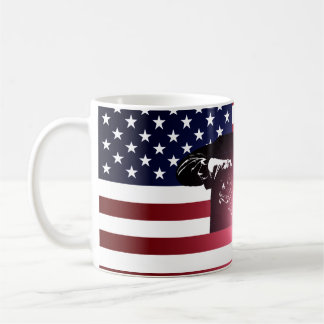 Taza De Café Soldador y bandera americana