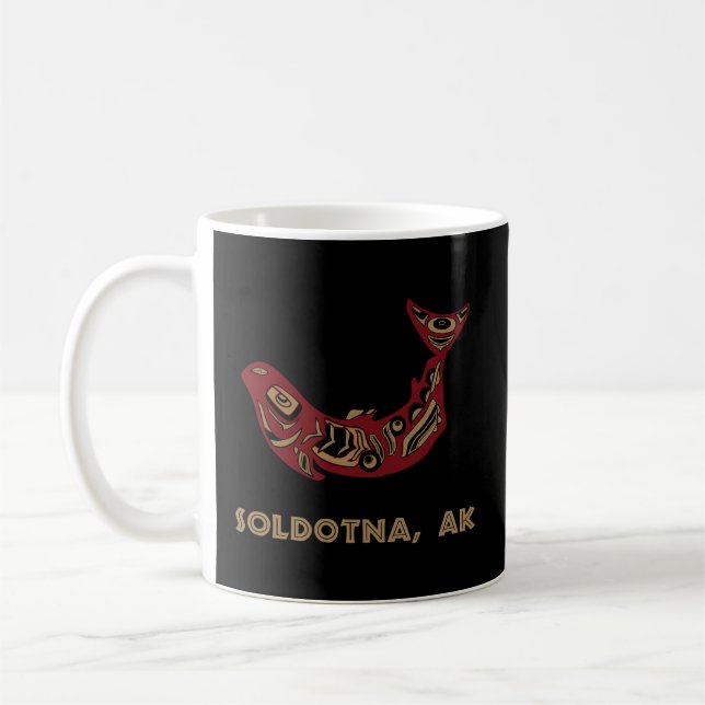 Taza De Café Soldotna Alaska Nativo Estadounidense Salmón Pesca (Izquierda)
