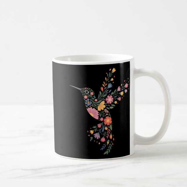 Taza De Café Sólida Hummingbird floral antiTrump mensaje oculto (Derecha)