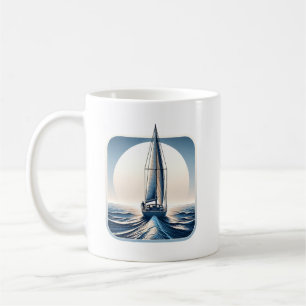 Taza De Café Solitario Navegando por el Mundo