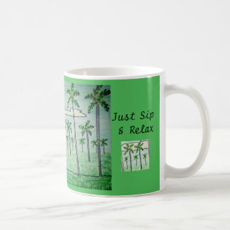 Taza De Café Sólo Bebe y Relájate Arboleda de Palmeras