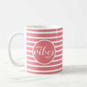 Taza De Café Solo Buenas Vibraciones Cute Coral Estilo Moderno