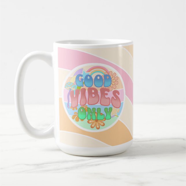Taza De Café Sólo buenas vibraciones | Retro Vintage (Izquierda)