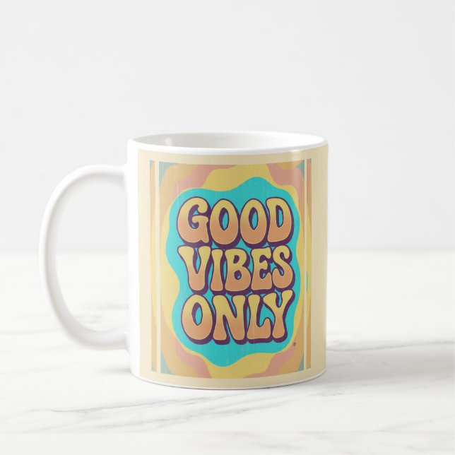 Taza De Café Sólo buenas vibras estilo retro groovy (Izquierda)