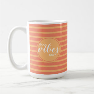 Taza De Café Sólo Buenos Vibraciones Tipografía de Franja Naran