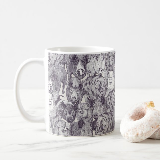 Taza De Café solo cerdos moras fuerte blanco (Con donut)