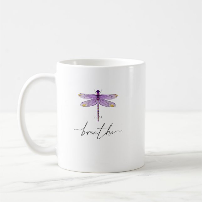 Taza De Café Sólo Dragonfly Tattoodesign Dandelion Breathe Medi (Izquierda)
