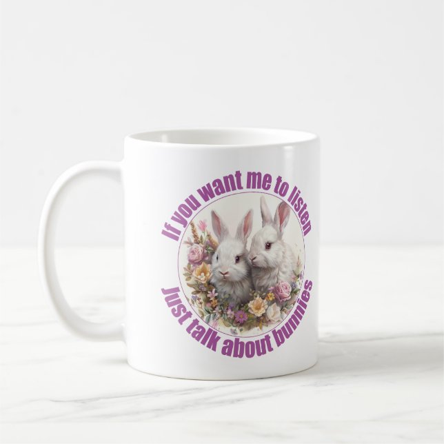 Taza De Café Sólo habla de conejos divertidos conejitos (Izquierda)