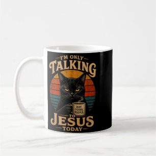Taza De Café Solo Hablo Con Jesús Hoy Gato Cristiano Con