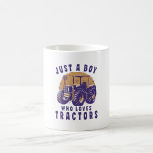 Taza De Café Solo Niño Que Ama Tractores Camiones Agrícolas