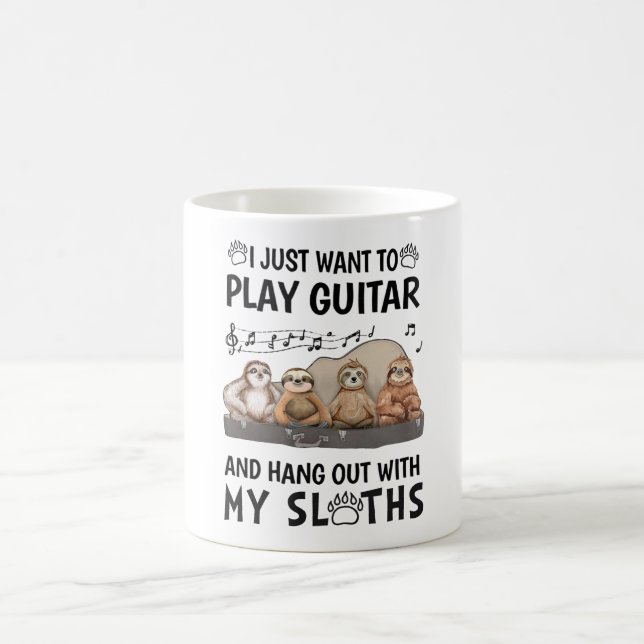 Taza De Café Solo Quiero Tocar Humor De Guitarra Con Camisetas  (Centro)