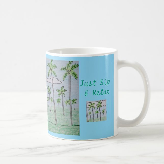 Taza De Café Sólo Sip y Relax Palm Tree Grove (Derecha)