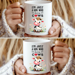 Taza De Café Solo soy un Chica que ama a las vacas clásicas de