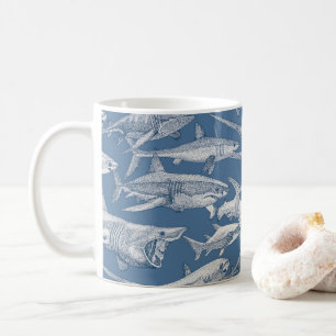 Taza De Café solo tiburones cobalt denim
