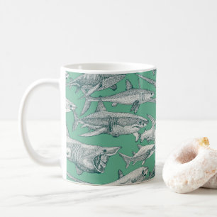 Taza De Café solo tiburones menta piolín azul oscuro