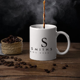 Taza De Café sólo un blanco simple (con nombre e iniciales)