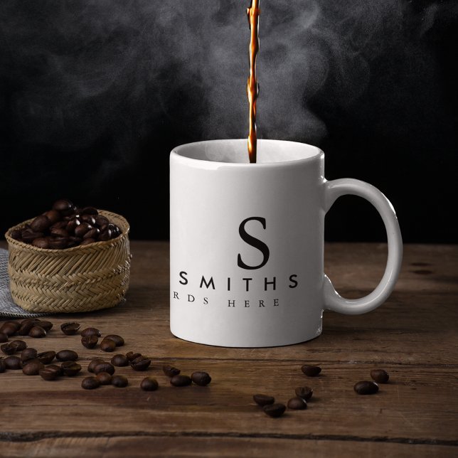 Taza De Café sólo un blanco simple (con nombre e iniciales) (Subido por el creador)