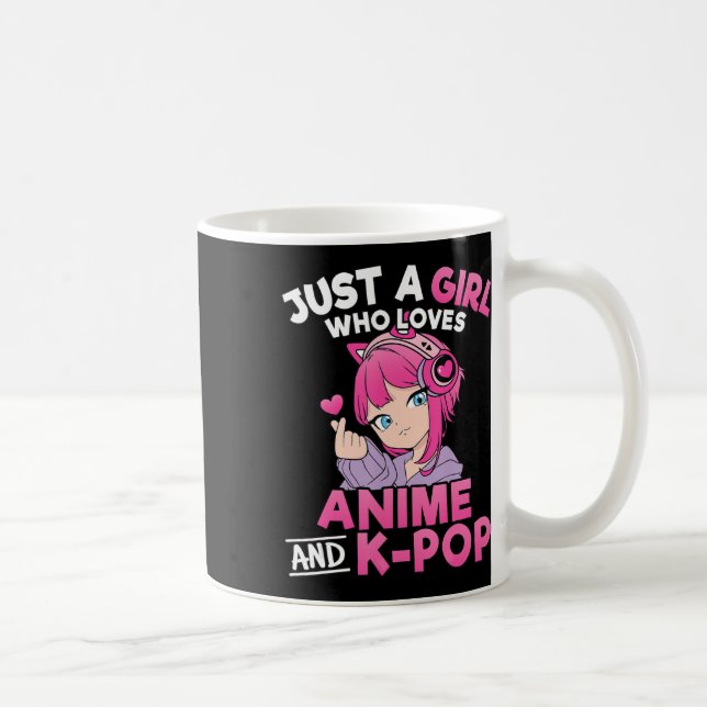 Taza De Café Solo Un Chica Que Ama A Anime Y K-Pop Cute Kpop Mu (Derecha)