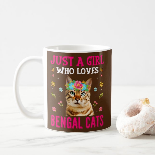 Taza De Café Sólo un Chica que ama a los gatos bengalíes es div (Con donut)
