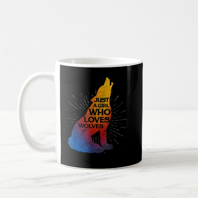 Taza De Café Sólo un Chica que ama a Wolves Pack Chica (Izquierda)