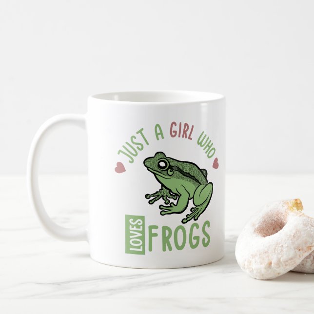 Taza De Café Solo un chica que ama las ranas Ranas Ranas Ranas  (Con donut)