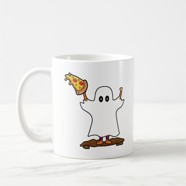 Taza De Café Solo un Spook que ama la pizza, temporada espeluzn (Izquierda)