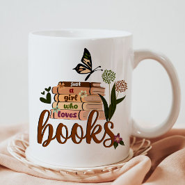 Taza De Café SOLO UNA CHICA ,Amante de los libros Florales Libr