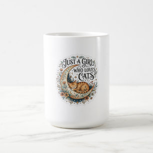 Taza De Café Sólo una chica que ama a los gatos Floral Crescent