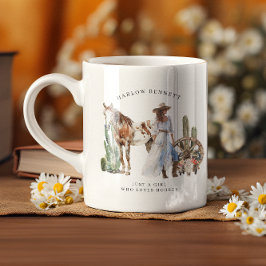 Taza De Café Solo una chica que ama los caballos | Monograma