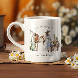 Taza De Café Solo una chica que ama los caballos   Monograma