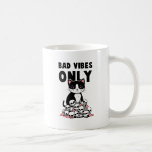Taza De Café Sólo vibraciones malas: gatos y cráneos