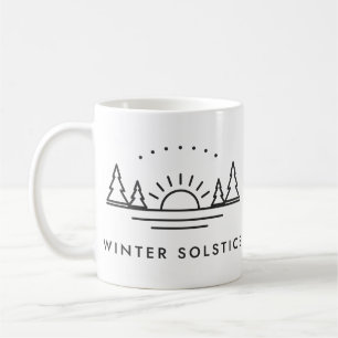 Taza De Café Solsticio de Invierno Bajo Sol y Pinos Linework