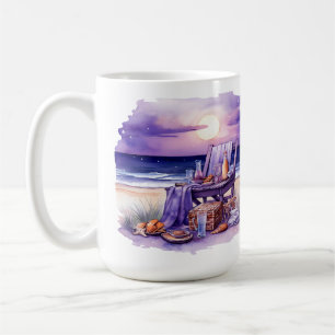 TAZA DE CAFÉ SOMBRAS DE PURPLE BEACH PICNIC TEMA