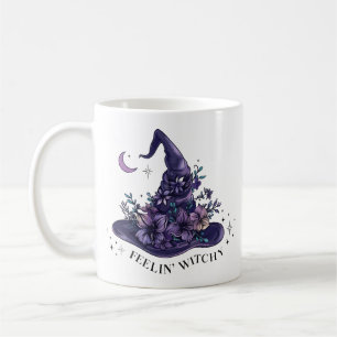 Taza De Café Sombrero de bruja floral sintiéndose bruja
