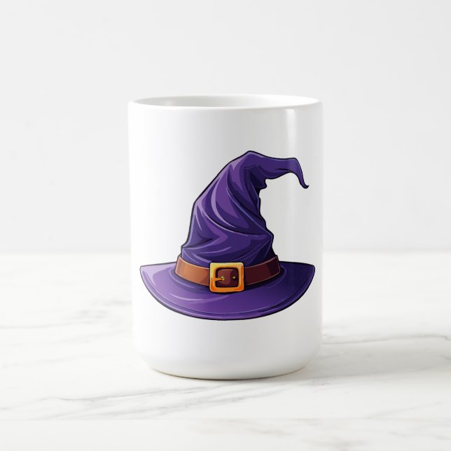 Taza De Café sombrero de bruja morado de Halloween (Centro)