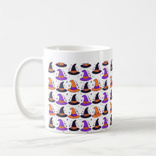 Taza De Café Sombrero de Bruja Patrón Continuo Arte de Hallowee