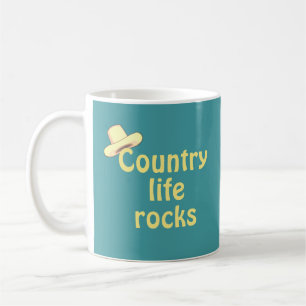 Taza De Café Sombrero de Campo & Caligrafía en Turquesa