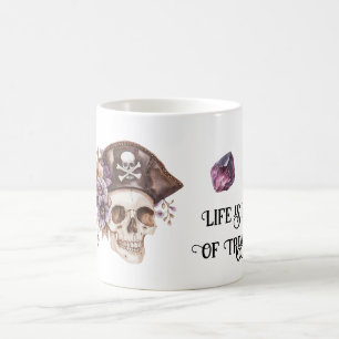 Taza De Café Sombrero de cráneo púrpura floral bronceado tesoro