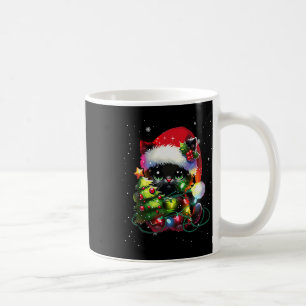 Taza De Café Sombrero de gato negro de Navidad enredado en Navi