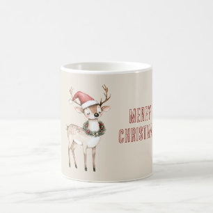 Taza De Café Sombrero de Santa de Navidad Ciervo