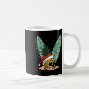 Taza De Café Sombrero de Santa de Navidad de cráneo de piña par