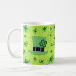 Taza De Café Sombrero de trébol de acuarela del día de San Patr