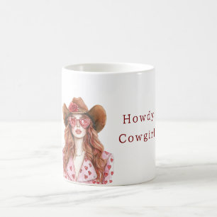 Taza De Café Sombrero de vaquera pelo rojo gafas de sol corazon