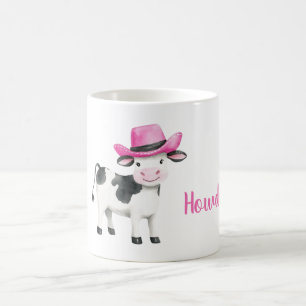 Taza De Café Sombrero de vaquera rosa Howdy Cow