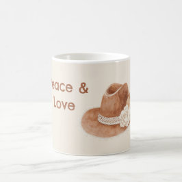 Taza De Café Sombrero Groovy de Paz Amor Crema Flor