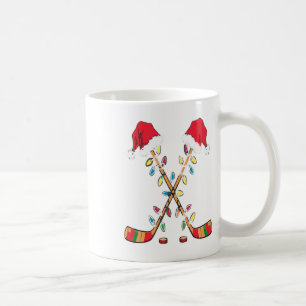 Taza De Café Sombrero Santa Hockey Luces Navidad Divertido Depo
